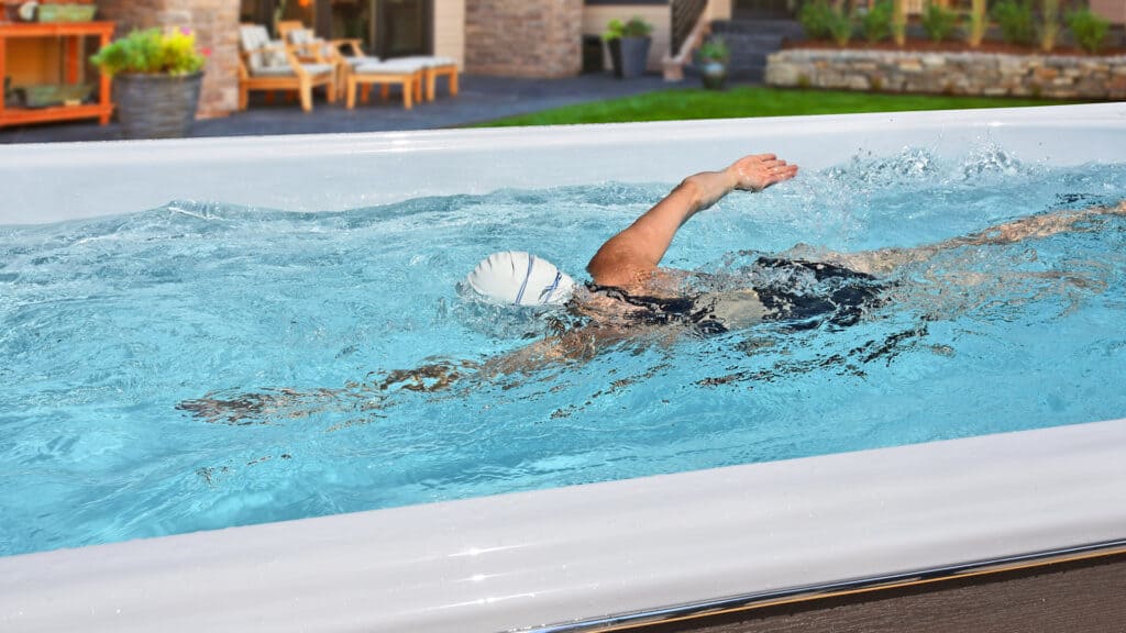 Woman swimming in swimlife swim spas